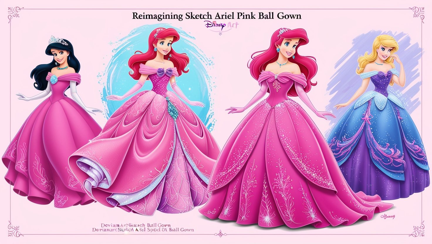 DeviantArt Sketch Ariel Pink Ball Gown