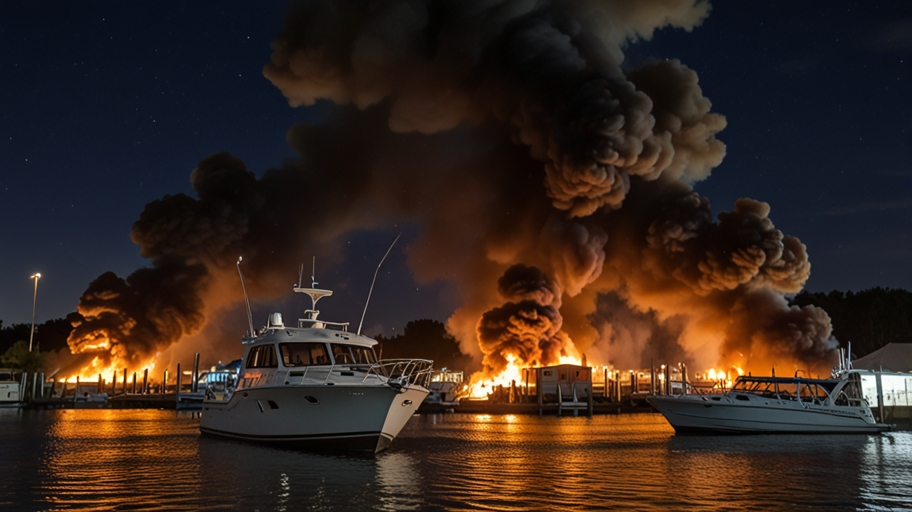 Boat Fire at Alton Marina Illinois 2016 Fishing