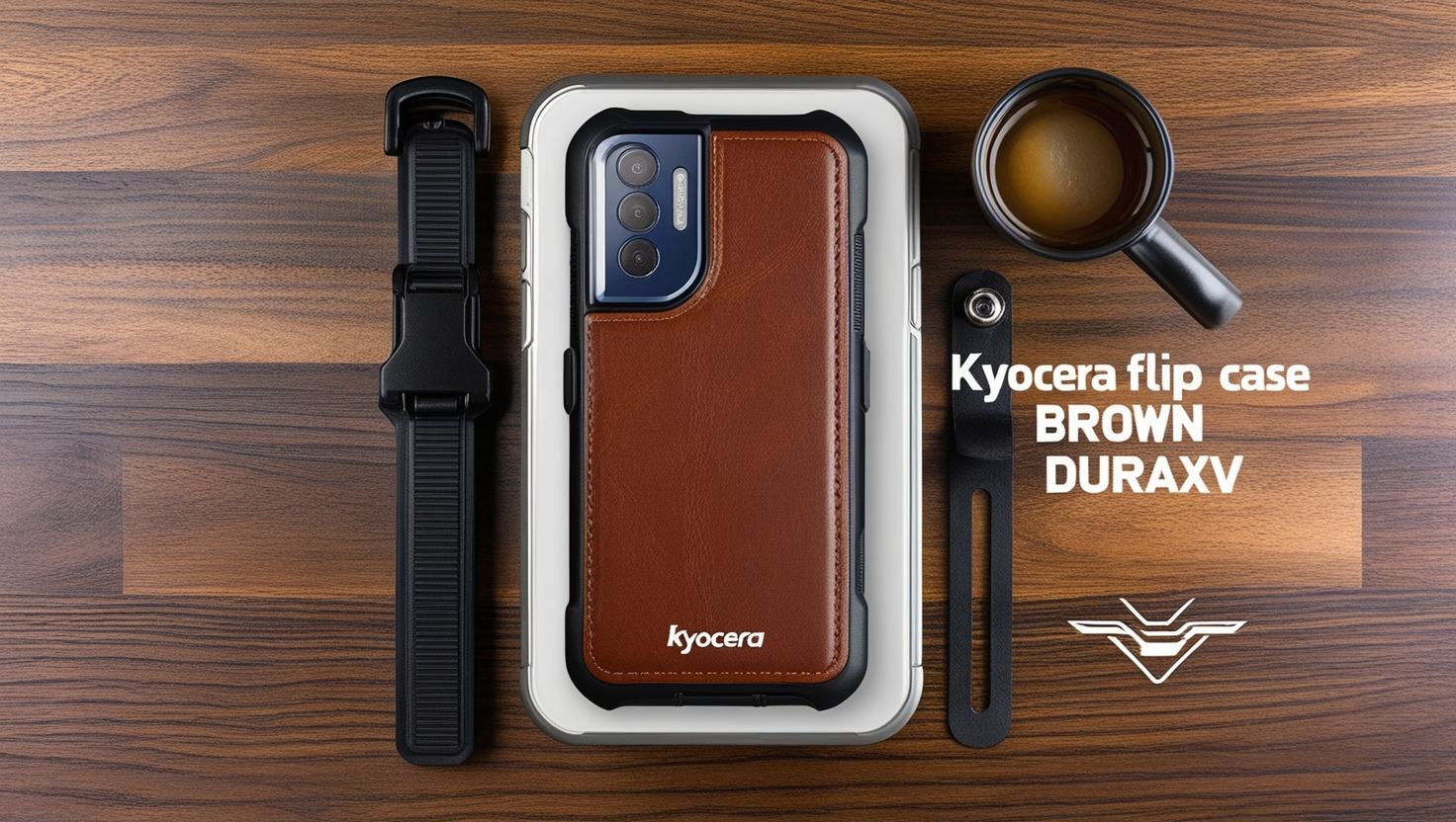 Kyocera Flip Phone Case Brown Leather DuraXV